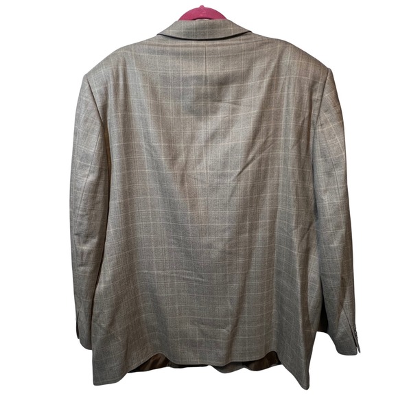 Petrocelli 54L Men's Beige Brown Plaid Silk Wool Cashmere Blazer‎ Coat Jacket - Picture 10 of 11